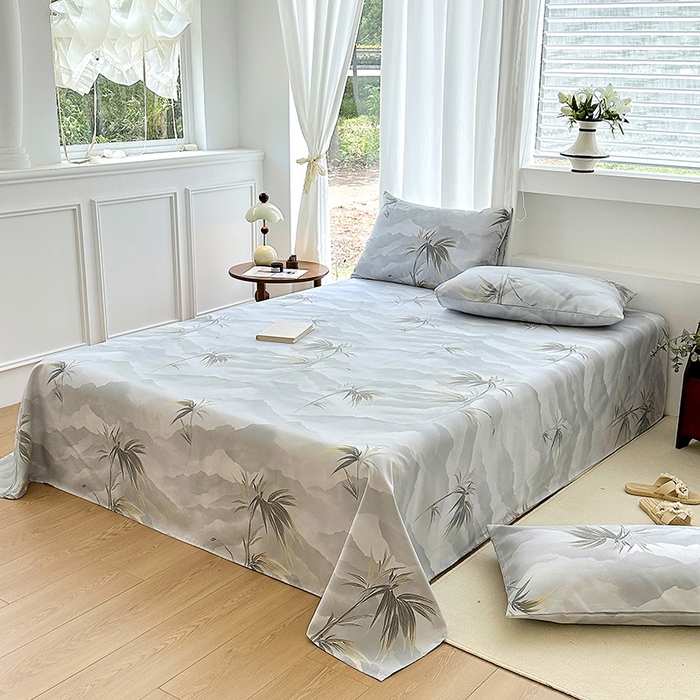 91家纺网 家纺一手货源 找家纺 家贝爱2025原棉印花老粗布床单凉席三件套 仙草绮梦