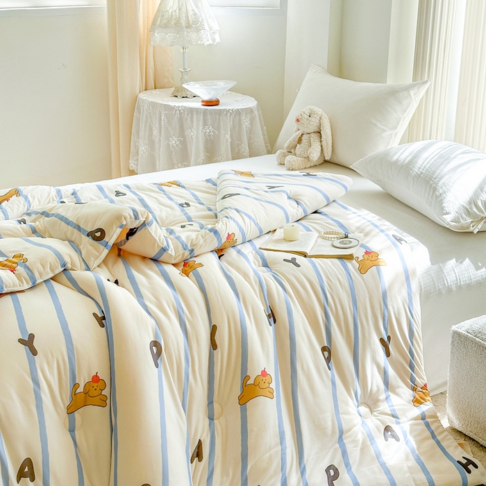 91家纺网 家纺一手货源 找家纺  提供买家秀爆款花型不断货A类母婴级宝宝被针织棉夏被空调被春秋被冬被大豆被被子被芯 小狗音符【A类针织棉面料母婴可用】