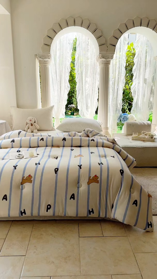 91家纺网 家纺一手货源 找家纺  提供买家秀爆款花型不断货A类母婴级宝宝被针织棉夏被空调被春秋被冬被大豆被被子被芯 小狗音符【A类针织棉面料母婴可用】