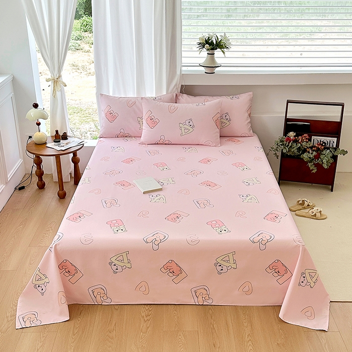 91家纺网 家纺一手货源 找家纺 家贝爱2025原棉印花老粗布床单凉席三件套 熊影福泽