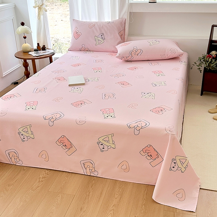 91家纺网 家纺一手货源 找家纺 家贝爱2025原棉印花老粗布床单凉席三件套 熊影福泽