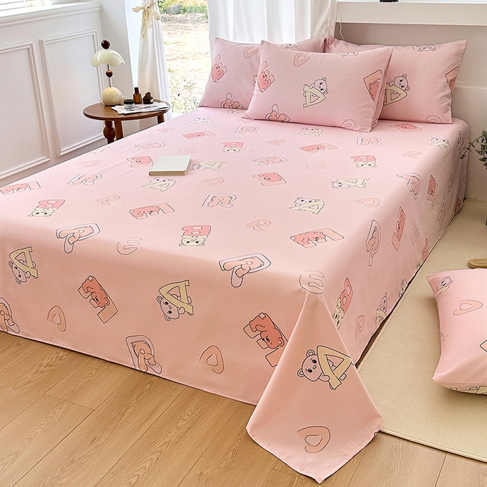 91家纺网 家纺一手货源 找家纺 家贝爱2025原棉印花老粗布床单凉席三件套 熊影福泽