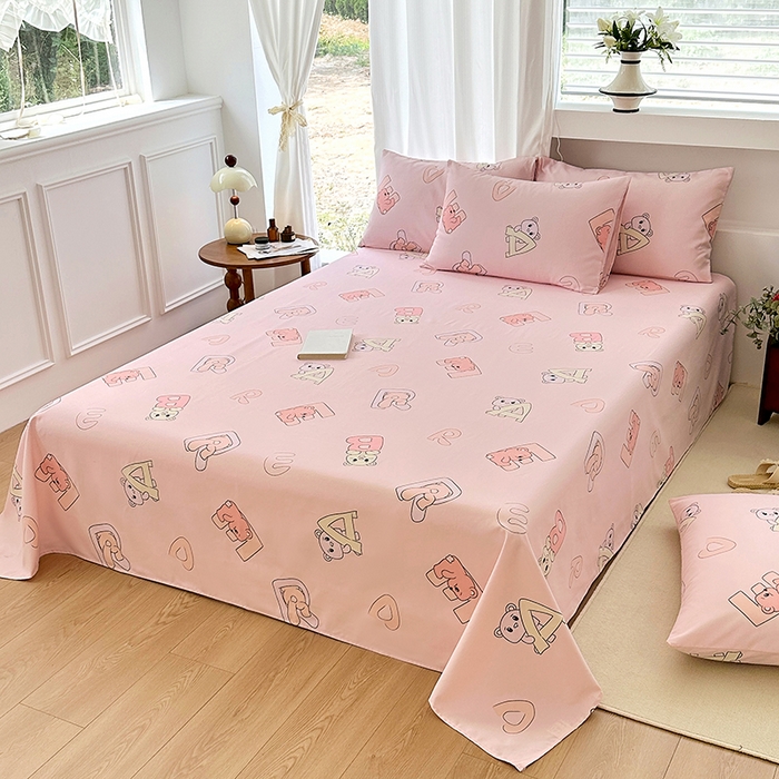 91家纺网 家纺一手货源 找家纺 家贝爱2025原棉印花老粗布床单凉席三件套 熊影福泽