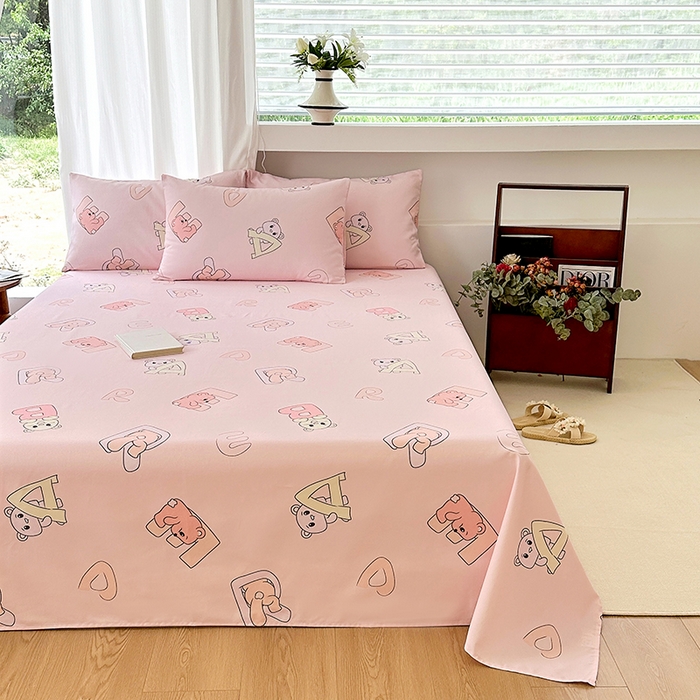 91家纺网 家纺一手货源 找家纺 家贝爱2025原棉印花老粗布床单凉席三件套 熊影福泽