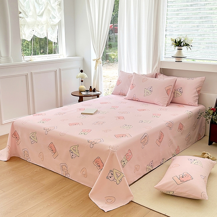 91家纺网 家纺一手货源 找家纺 家贝爱2025原棉印花老粗布床单凉席三件套 熊影福泽