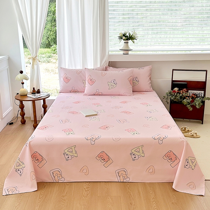 91家纺网 家纺一手货源 找家纺 家贝爱2025原棉印花老粗布床单凉席三件套 熊影福泽