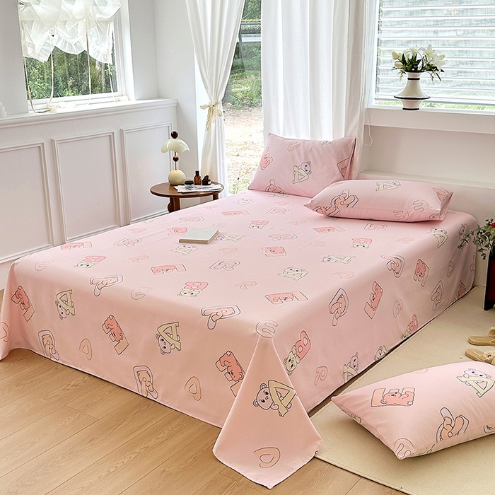 91家纺网 家纺一手货源 找家纺 家贝爱2025原棉印花老粗布床单凉席三件套 熊影福泽