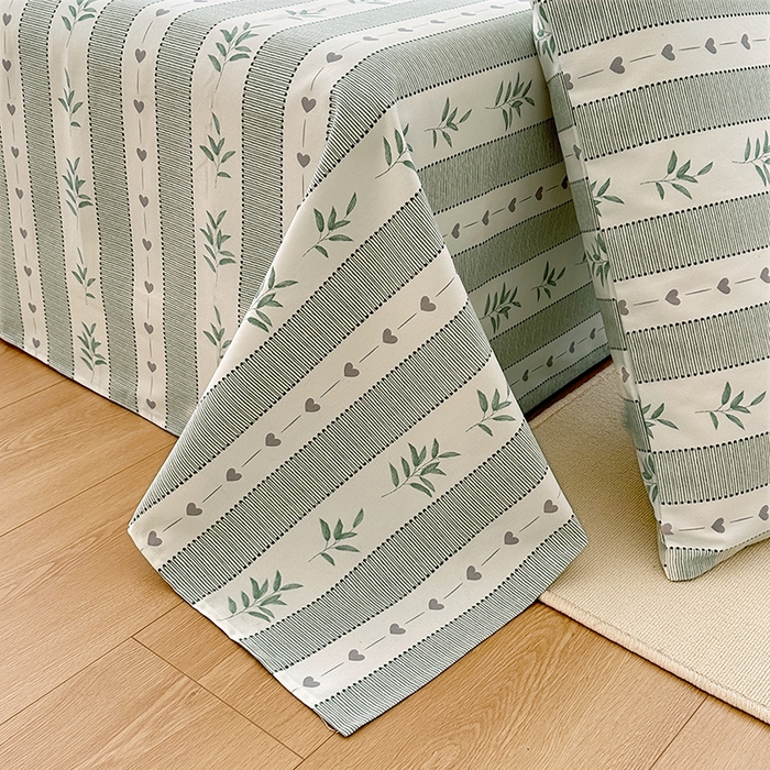 91家纺网 家纺一手货源 找家纺 家贝爱2025原棉印花老粗布床单凉席三件套 竹林意趣