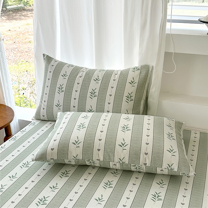 91家纺网 家纺一手货源 找家纺 家贝爱2025原棉印花老粗布床单凉席三件套 竹林意趣