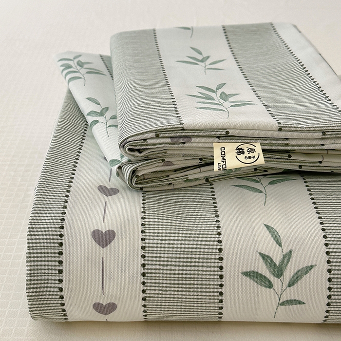 91家纺网 家纺一手货源 找家纺 家贝爱2025原棉印花老粗布床单凉席三件套 竹林意趣