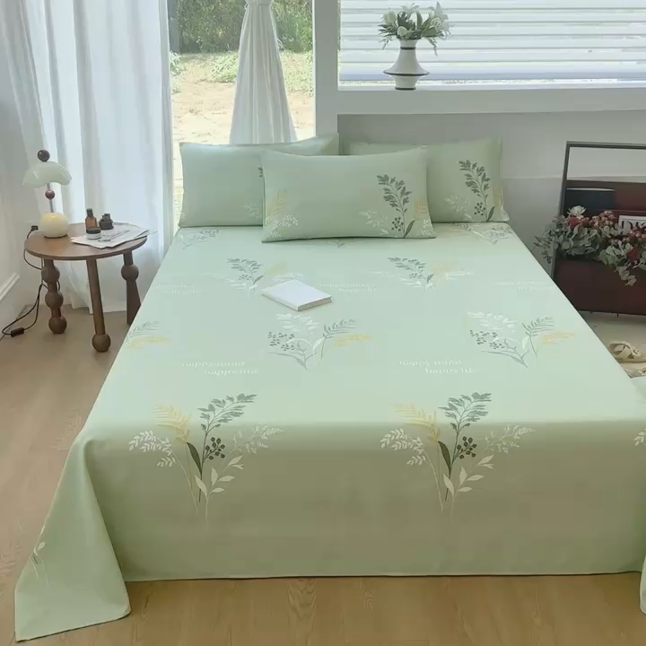 91家纺网 家纺一手货源 找家纺 （总）家贝爱2025原棉印花老粗布床单凉席三件套