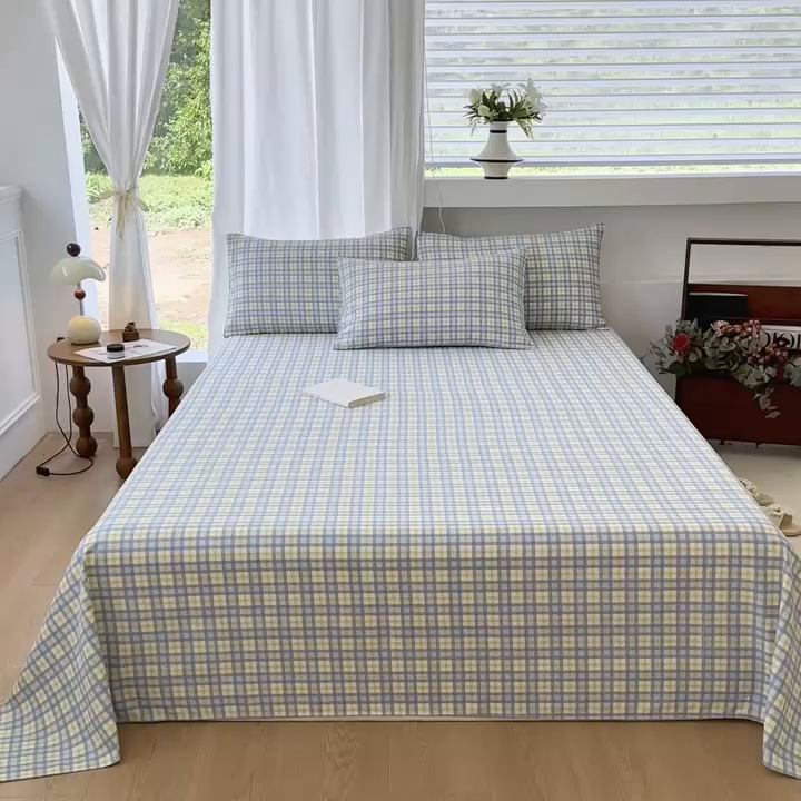 91家纺网 家纺一手货源 找家纺 家贝爱2025原棉印花老粗布床单凉席三件套 瑞格聚福