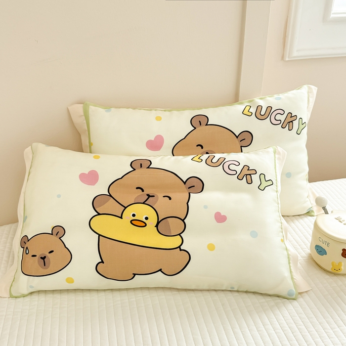 91家纺网 家纺一手货源 找家纺 慕尚2025儿童大版天丝枕套 卡皮鸭