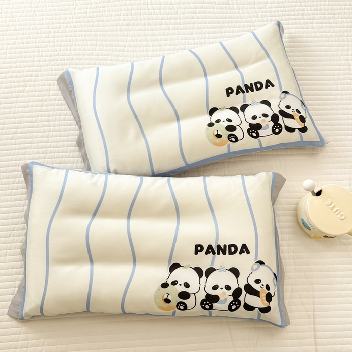 91家纺网 家纺一手货源 找家纺 慕尚2025儿童大版天丝枕套 3只熊猫