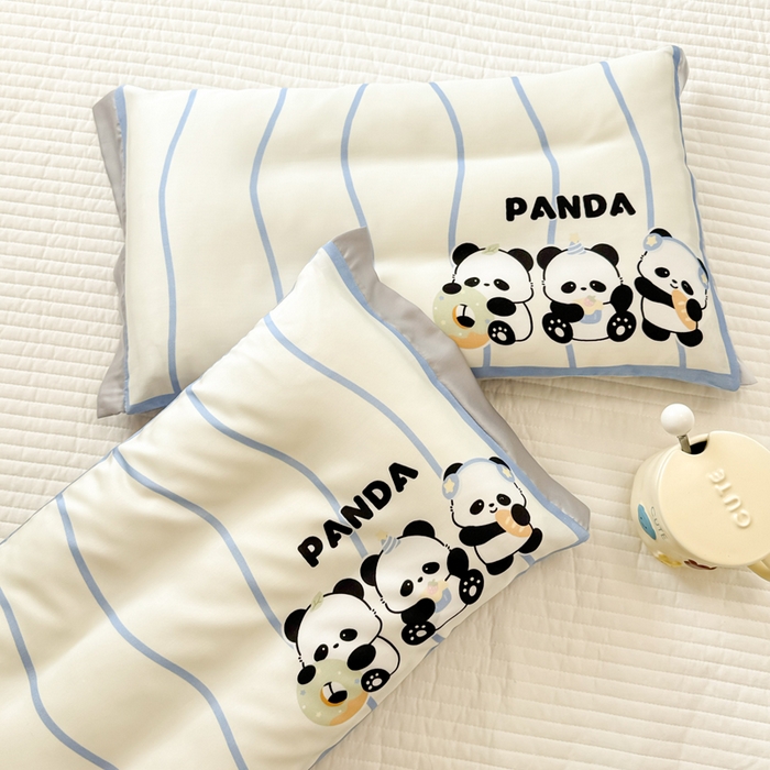 91家纺网 家纺一手货源 找家纺 慕尚2025儿童大版天丝枕套 3只熊猫