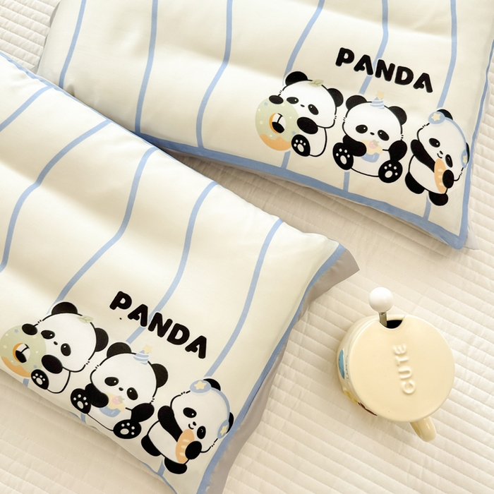 91家纺网 家纺一手货源 找家纺 慕尚2025儿童大版天丝枕套 3只熊猫