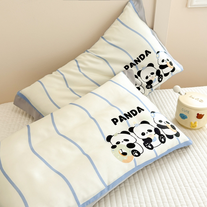 91家纺网 家纺一手货源 找家纺 慕尚2025儿童大版天丝枕套 3只熊猫