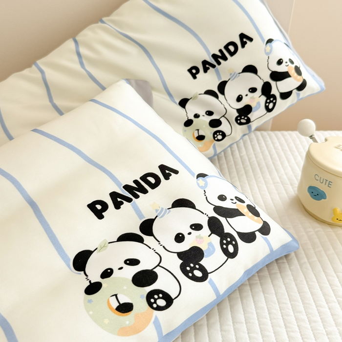 91家纺网 家纺一手货源 找家纺 慕尚2025儿童大版天丝枕套 3只熊猫