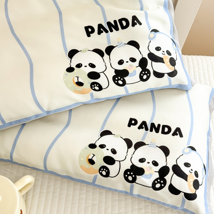 91家纺网 家纺一手货源 找家纺 慕尚2025儿童大版天丝枕套 3只熊猫