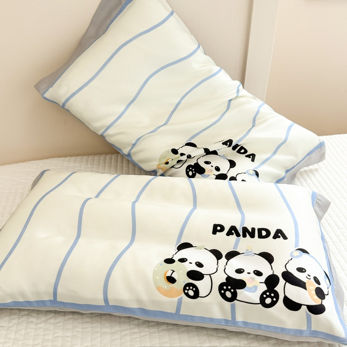 91家纺网 家纺一手货源 找家纺 慕尚2025儿童大版天丝枕套 3只熊猫