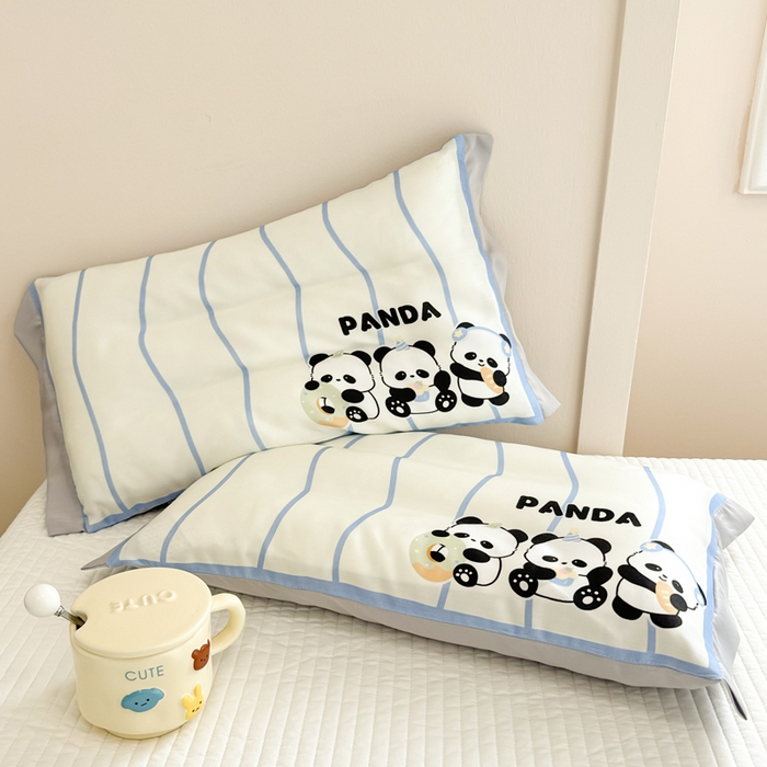 91家纺网 家纺一手货源 找家纺 慕尚2025儿童大版天丝枕套 3只熊猫