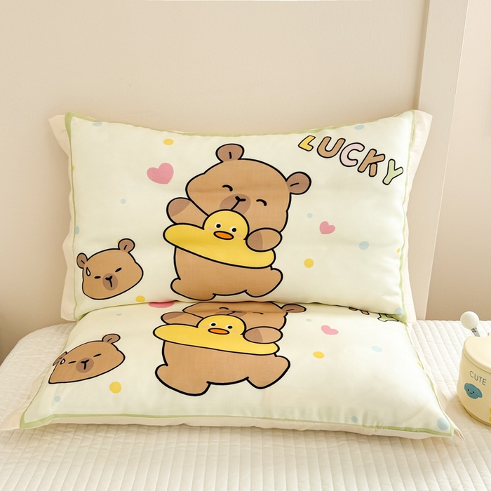 91家纺网 家纺一手货源 找家纺 慕尚2025儿童大版天丝枕套 卡皮鸭