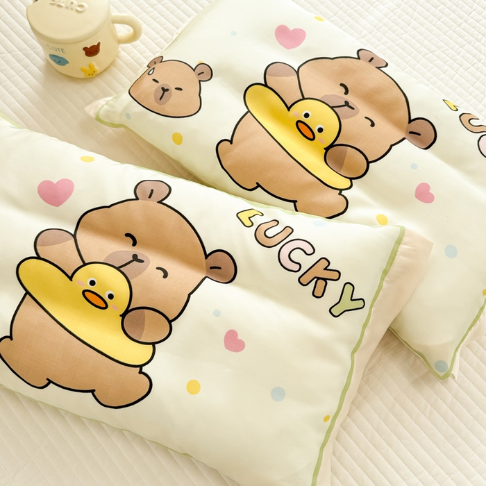 91家纺网 家纺一手货源 找家纺 慕尚2025儿童大版天丝枕套 卡皮鸭