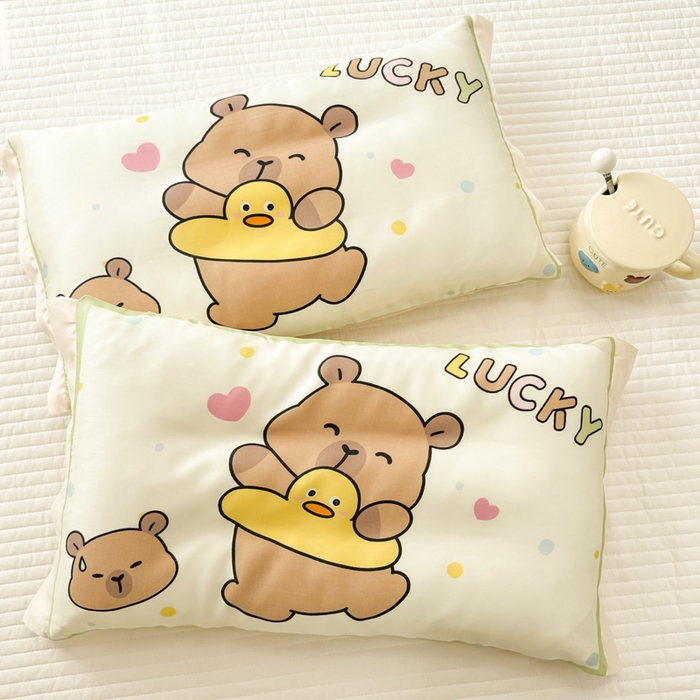 91家纺网 家纺一手货源 找家纺 慕尚2025儿童大版天丝枕套 卡皮鸭