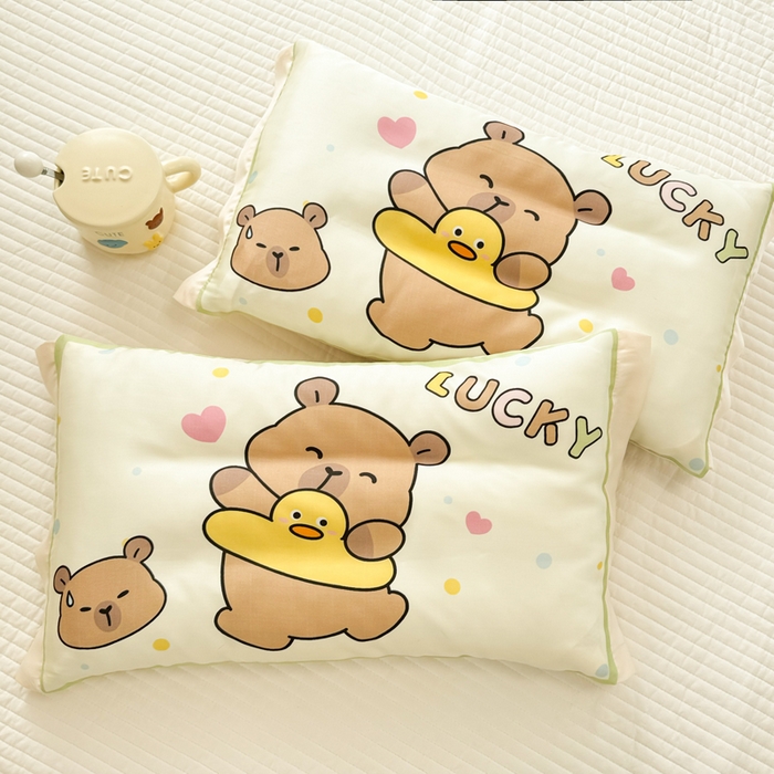 91家纺网 家纺一手货源 找家纺 慕尚2025儿童大版天丝枕套 卡皮鸭