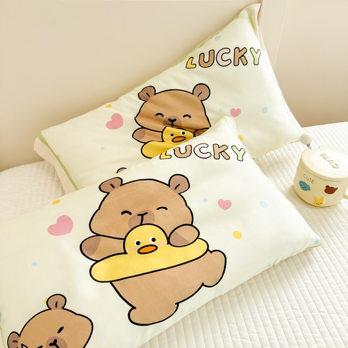 91家纺网 家纺一手货源 找家纺 慕尚2025儿童大版天丝枕套 卡皮鸭