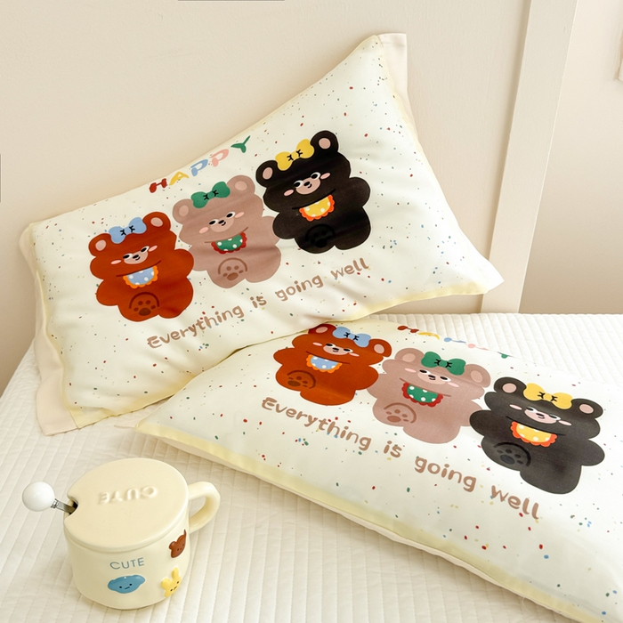 91家纺网 家纺一手货源 找家纺 慕尚2025儿童大版天丝枕套 熊熊