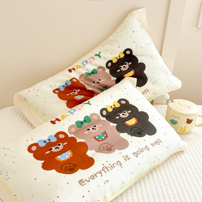 91家纺网 家纺一手货源 找家纺 慕尚2025儿童大版天丝枕套 熊熊