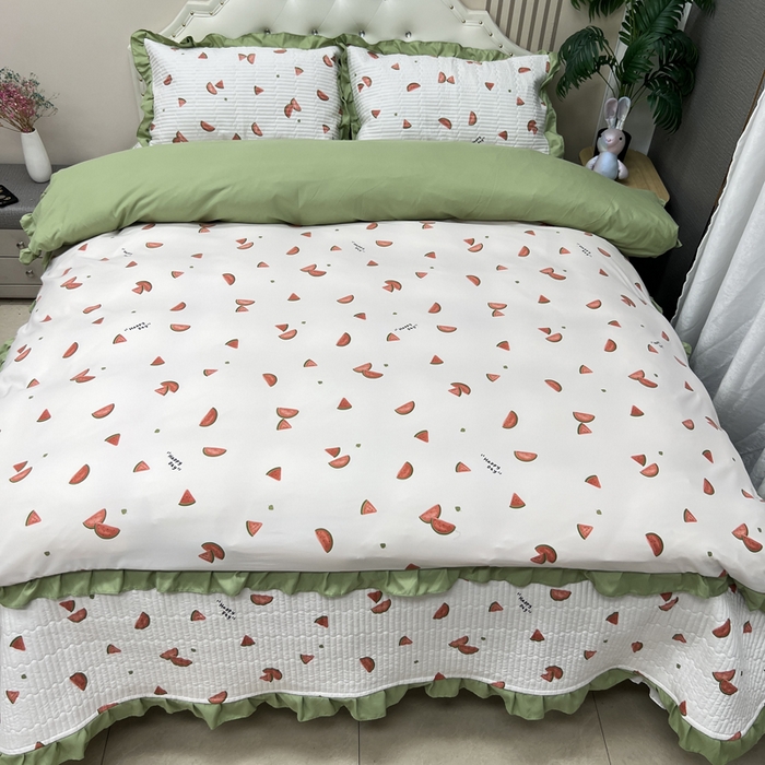 91家纺网 家纺一手货源 找家纺 寝居阁 2025新款床盖四件套 西瓜一夏