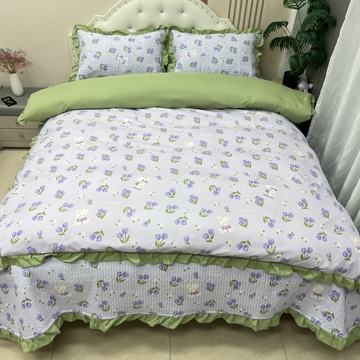 91家纺网 家纺一手货源 找家纺 寝居阁 2025新款床盖四件套 香芋兔兔