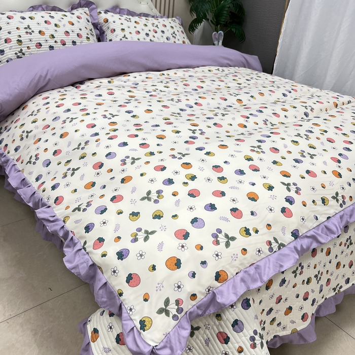 91家纺网 家纺一手货源 找家纺 寝居阁 2025新款床盖四件套 草莓之恋