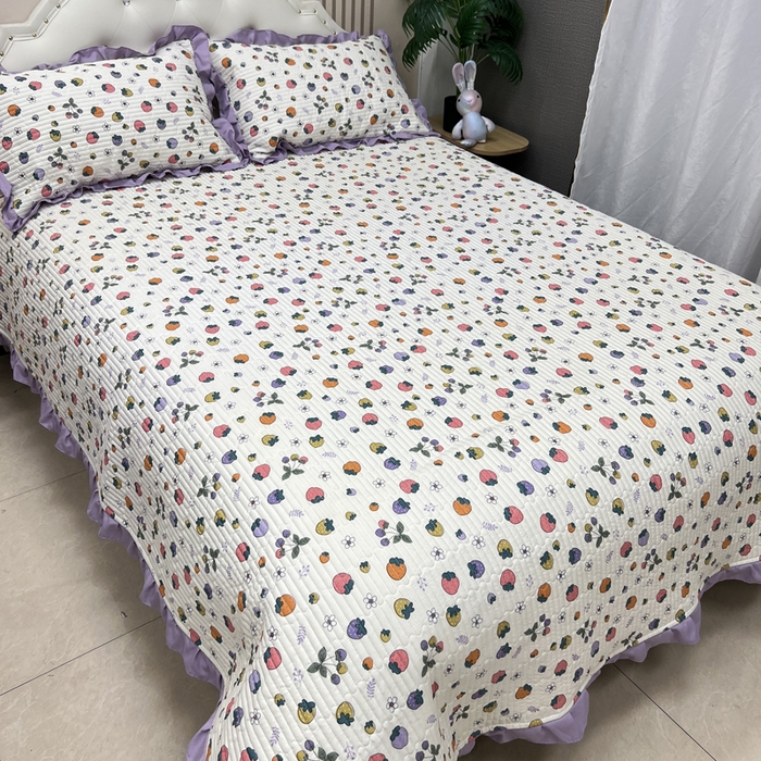 91家纺网 家纺一手货源 找家纺 寝居阁 2025新款床盖四件套 草莓之恋