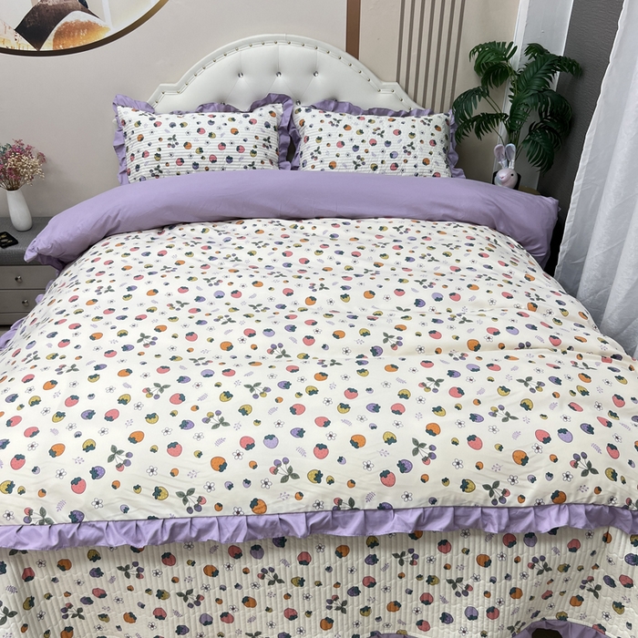 91家纺网 家纺一手货源 找家纺 寝居阁 2025新款床盖四件套 草莓之恋