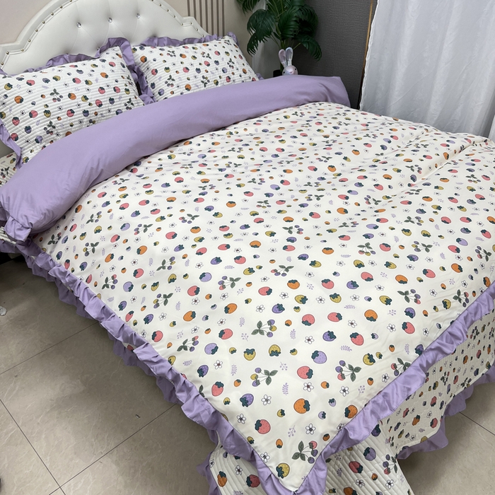 91家纺网 家纺一手货源 找家纺 寝居阁 2025新款床盖四件套 草莓之恋