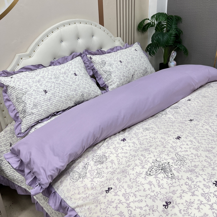 91家纺网 家纺一手货源 找家纺 寝居阁 2025新款床盖四件套 蝶恋花紫