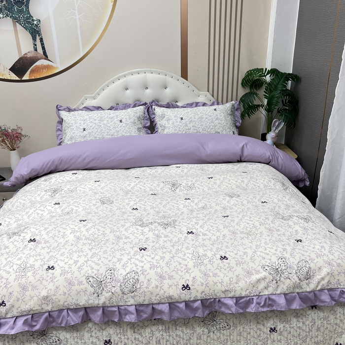 91家纺网 家纺一手货源 找家纺 寝居阁 2025新款床盖四件套 蝶恋花紫