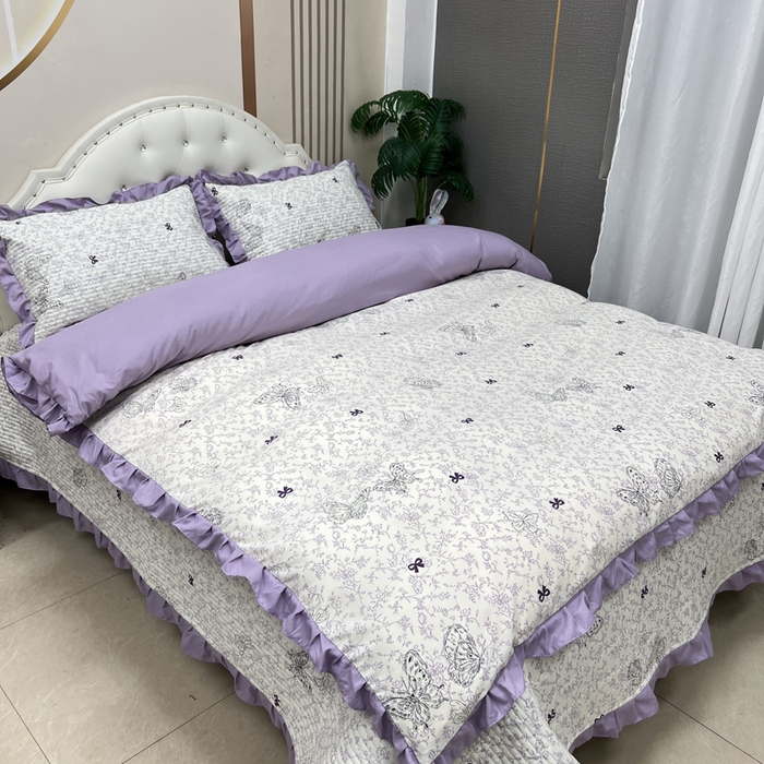 91家纺网 家纺一手货源 找家纺 寝居阁 2025新款床盖四件套 蝶恋花紫