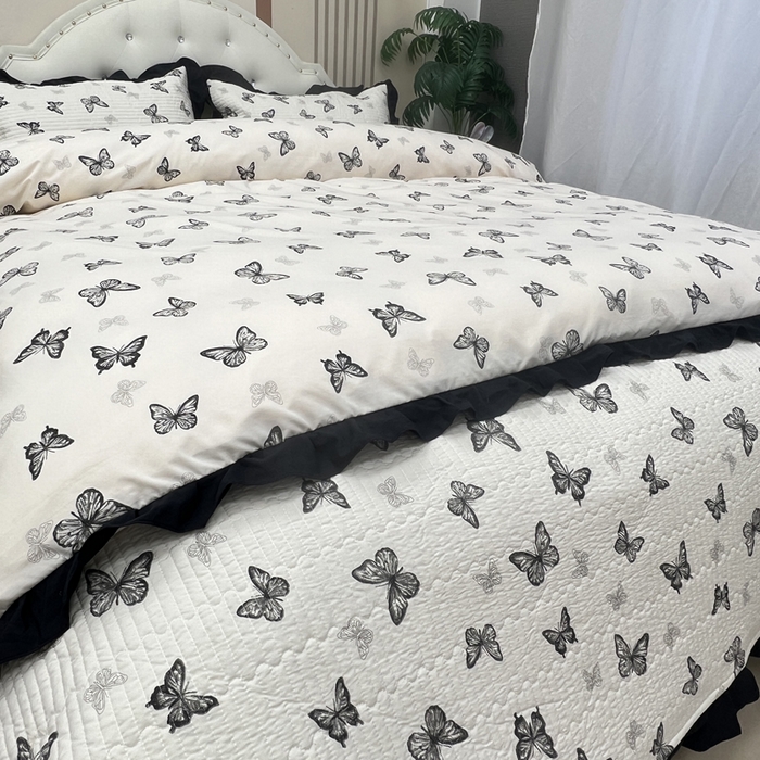 91家纺网 家纺一手货源 找家纺 寝居阁 2025新款床盖四件套 蝶舞翩翩