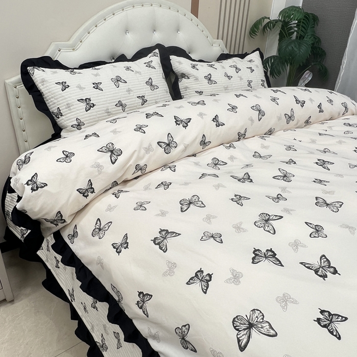 91家纺网 家纺一手货源 找家纺 寝居阁 2025新款床盖四件套 蝶舞翩翩