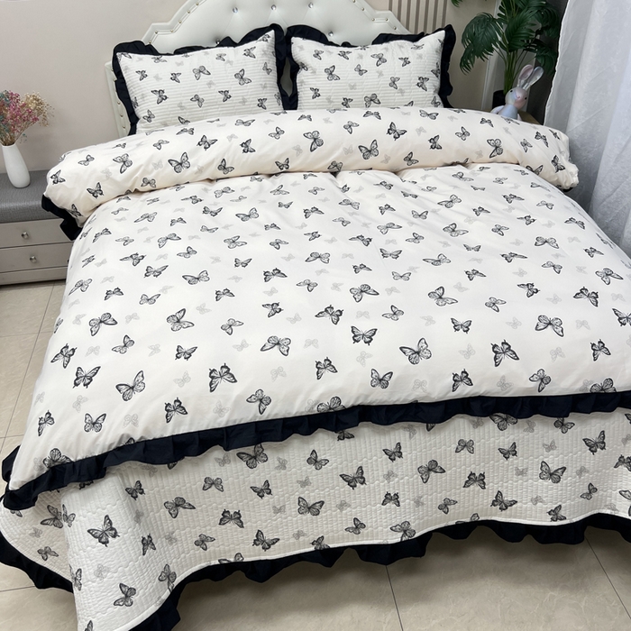 91家纺网 家纺一手货源 找家纺 寝居阁 2025新款床盖四件套 蝶舞翩翩