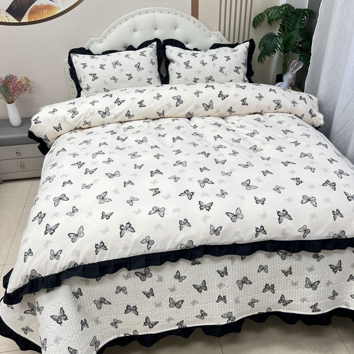 91家纺网 家纺一手货源 找家纺 寝居阁 2025新款床盖四件套 蝶舞翩翩