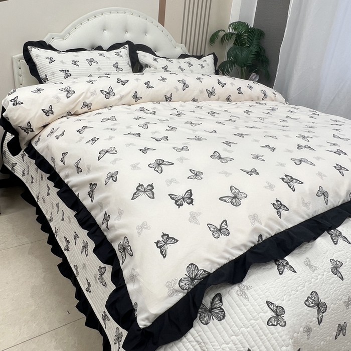 91家纺网 家纺一手货源 找家纺 寝居阁 2025新款床盖四件套 蝶舞翩翩