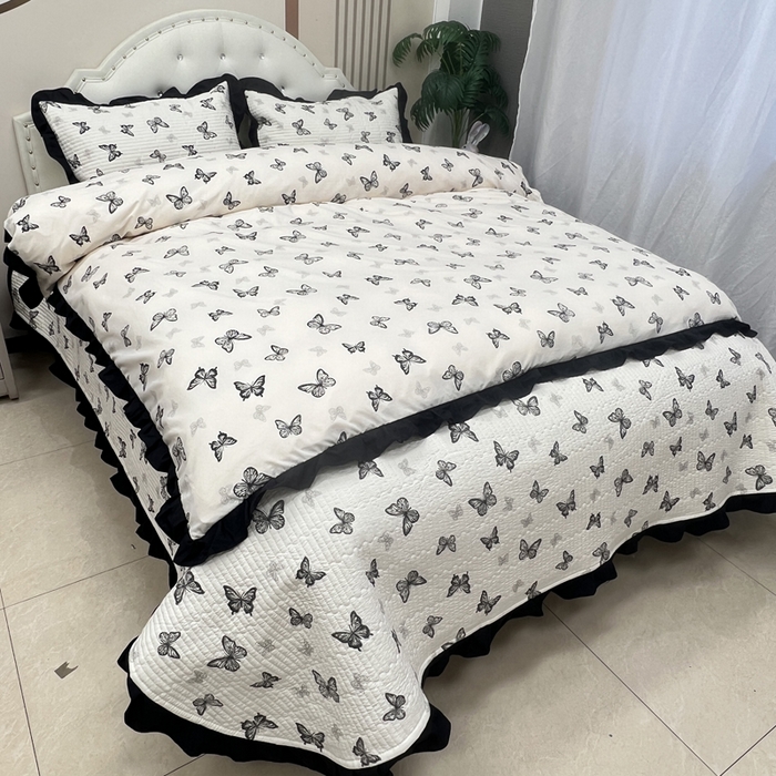 91家纺网 家纺一手货源 找家纺 寝居阁 2025新款床盖四件套 蝶舞翩翩