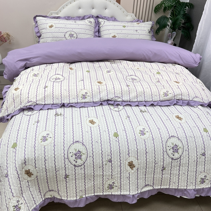 91家纺网 家纺一手货源 找家纺 寝居阁 2025新款床盖四件套 欢乐小熊