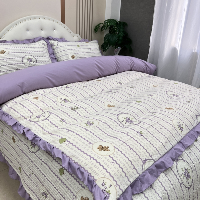 91家纺网 家纺一手货源 找家纺 寝居阁 2025新款床盖四件套 欢乐小熊