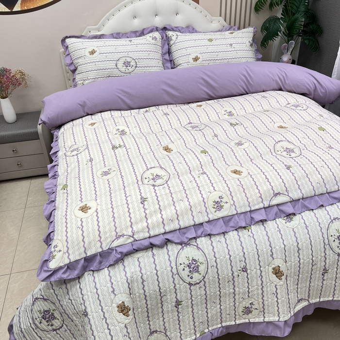 91家纺网 家纺一手货源 找家纺 寝居阁 2025新款床盖四件套 欢乐小熊